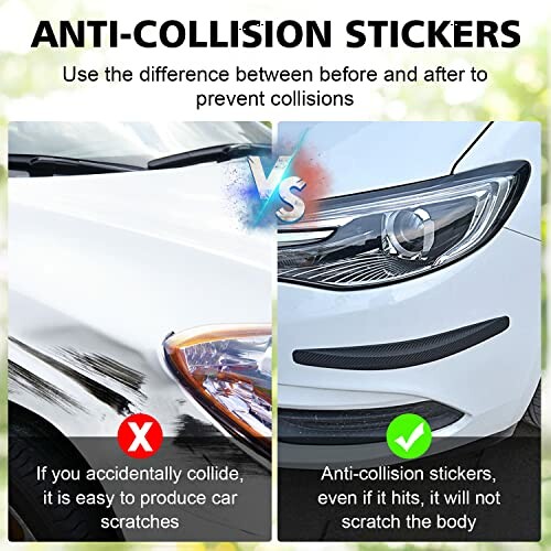 Comparison image of car with and without anti-collision stickers.