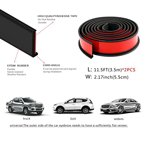 Adhesive tape for car door edge protection with images of truck, SUV, and sedan.